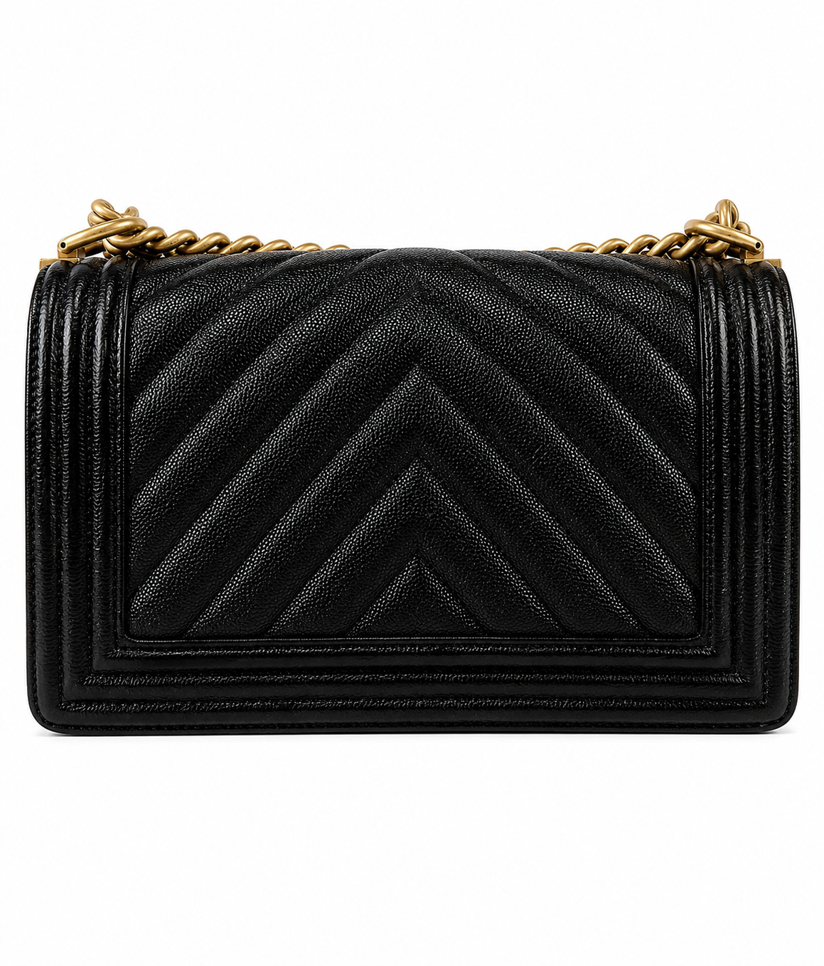 CHANEL CC MEDIUM OLD BOY CHEVRON FLAP CAVIAR