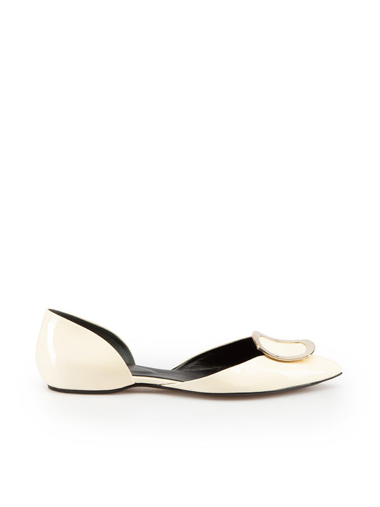 ROGER VIVIER CHIPS D’ORSAY WHITE PATENT BALLET FLATS