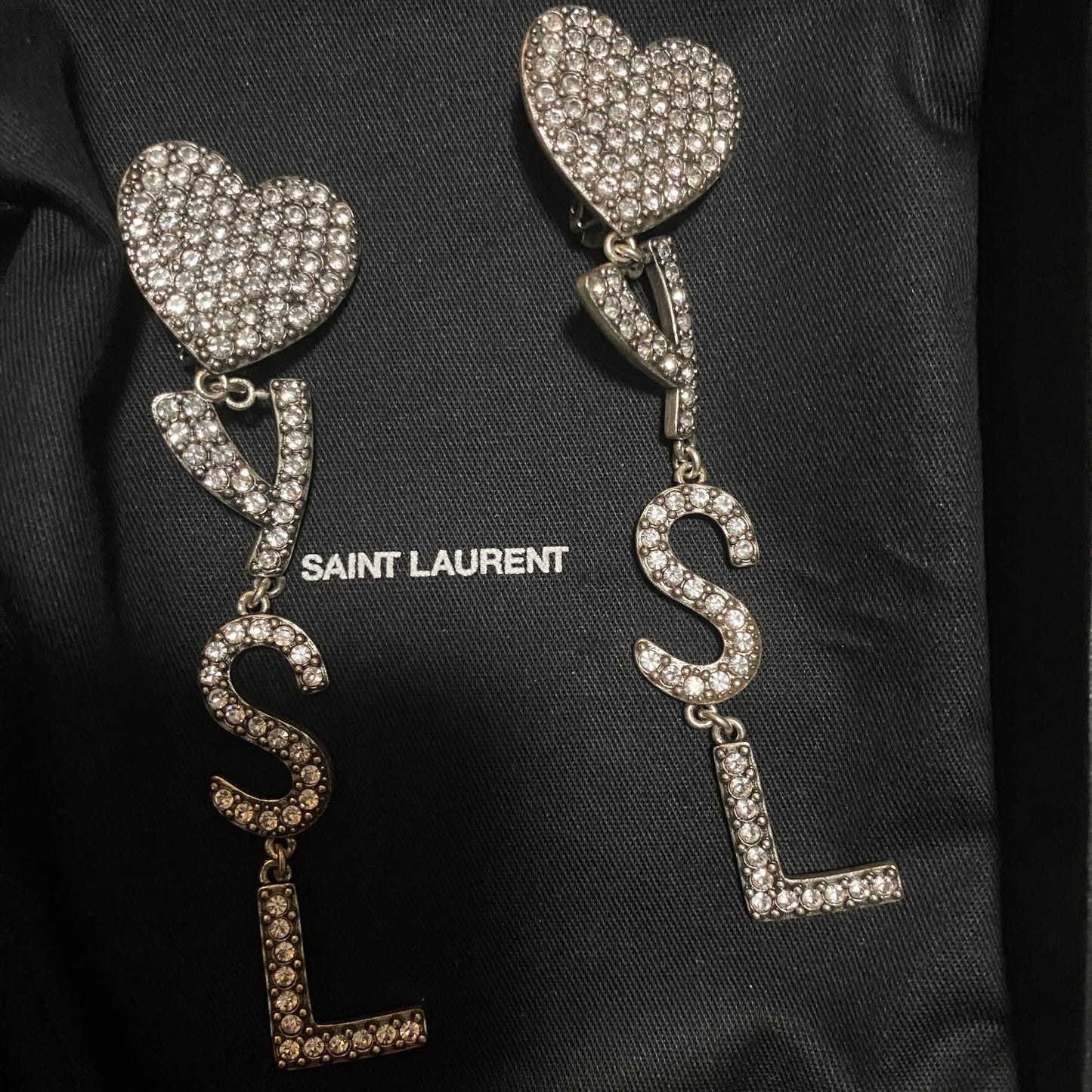 SAINT LAURENT OPYUM YSL HEART CLIP-ON EARRINGS