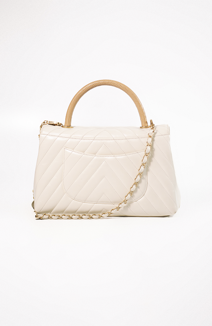 CHANEL CC COCO LIZARD TOP HANDLE SMALL QUILTED