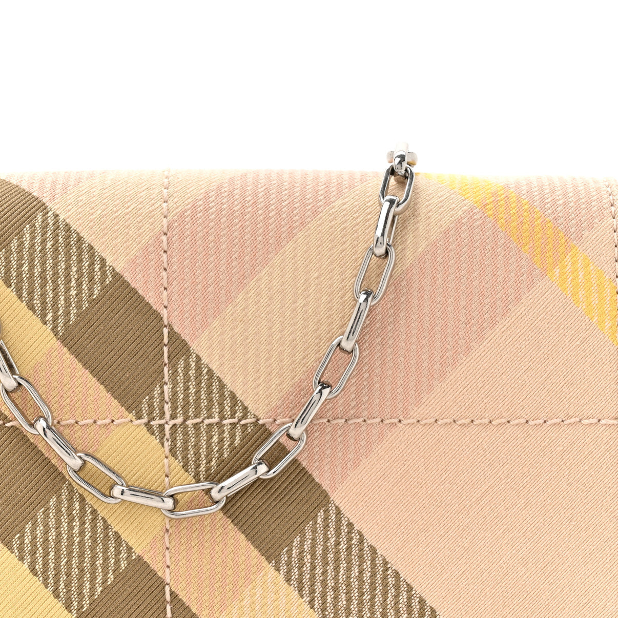 BURBERRY BB CHECK SOFT SNIP MINI CHAIN BAG TEACUP