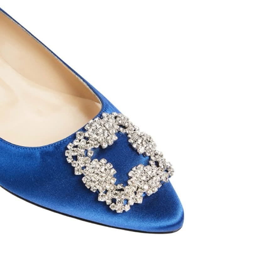 MANOLO BLAHNIK HANGISI SATIN BALLET FLATS