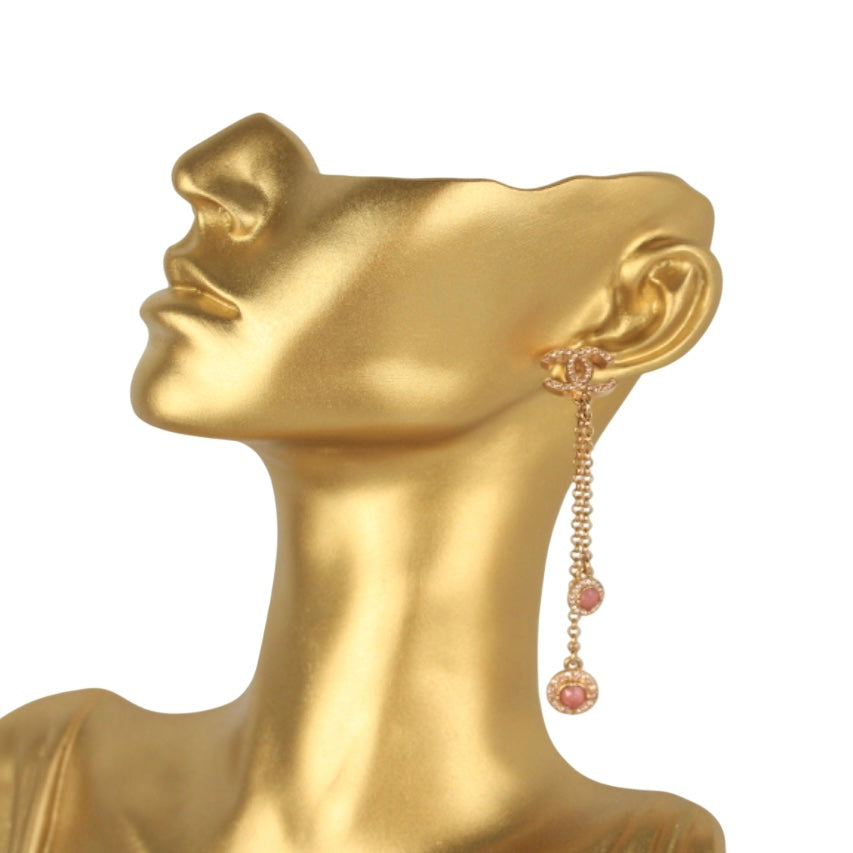 CHANEL CC DROPPED EARRINGS CC LOGO CRYSTAL