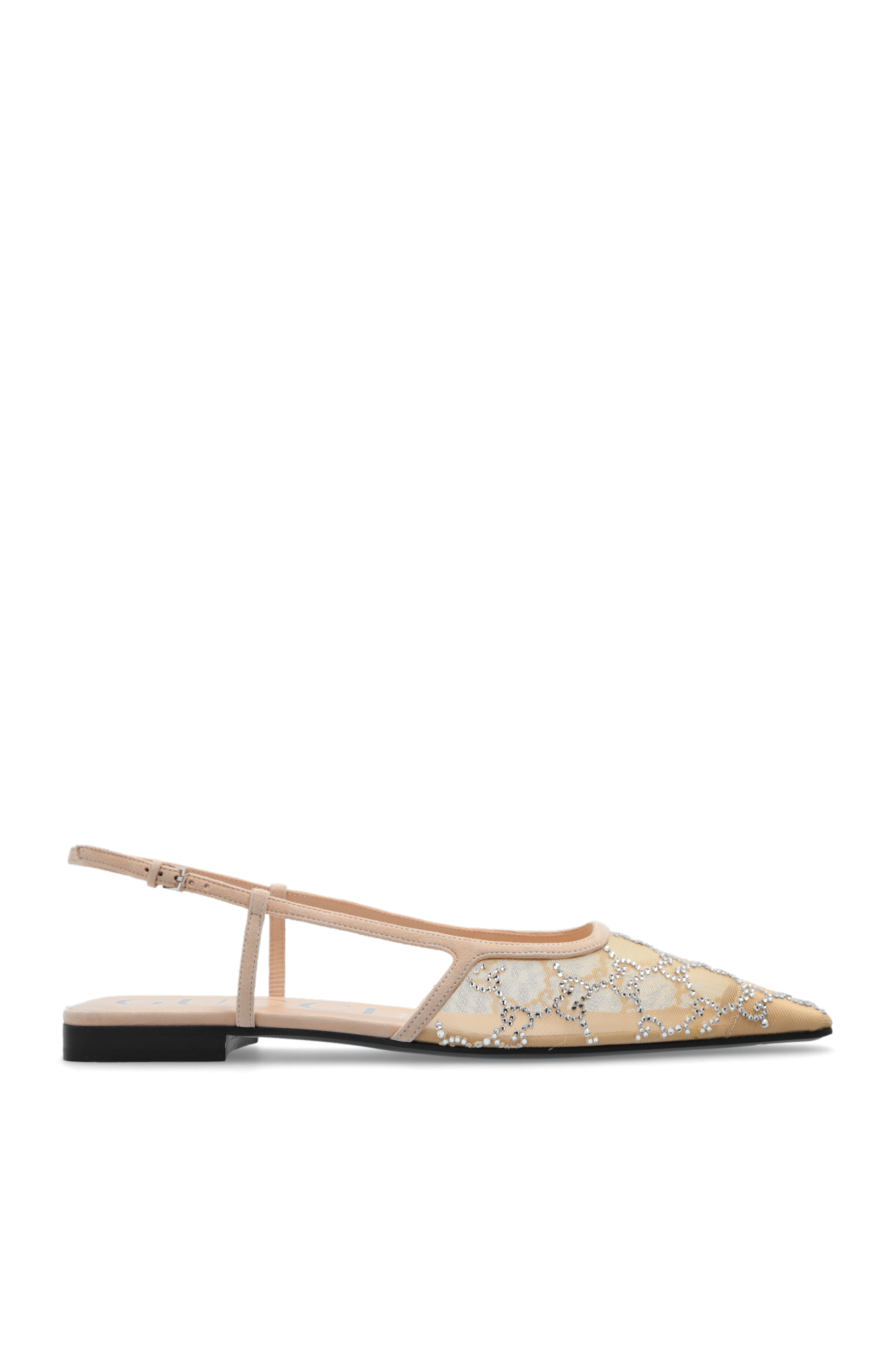 GUCCI GG MESH CRYSTAL BALLET SLINGBACK FLATS