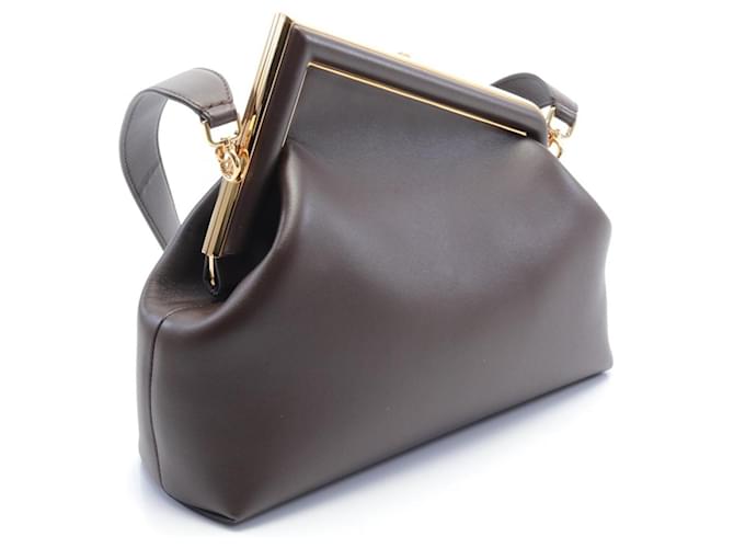 FENDI FIRST MEDIUM NAPPA BAG DARK BROWN