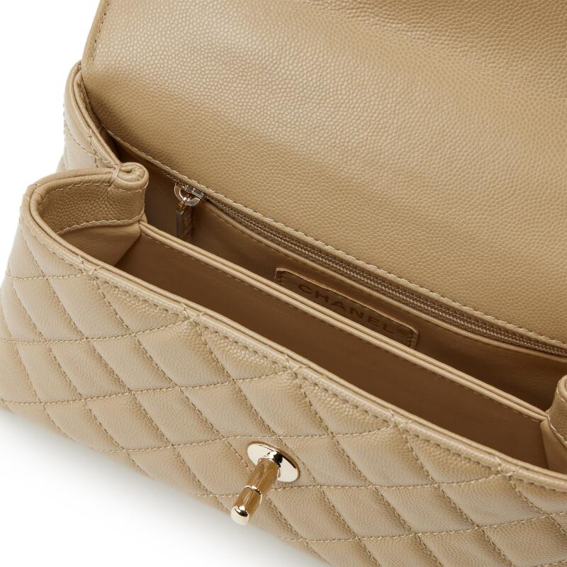 CHANEL CC TOP HANDLE MINI CAVIAR BEIGE