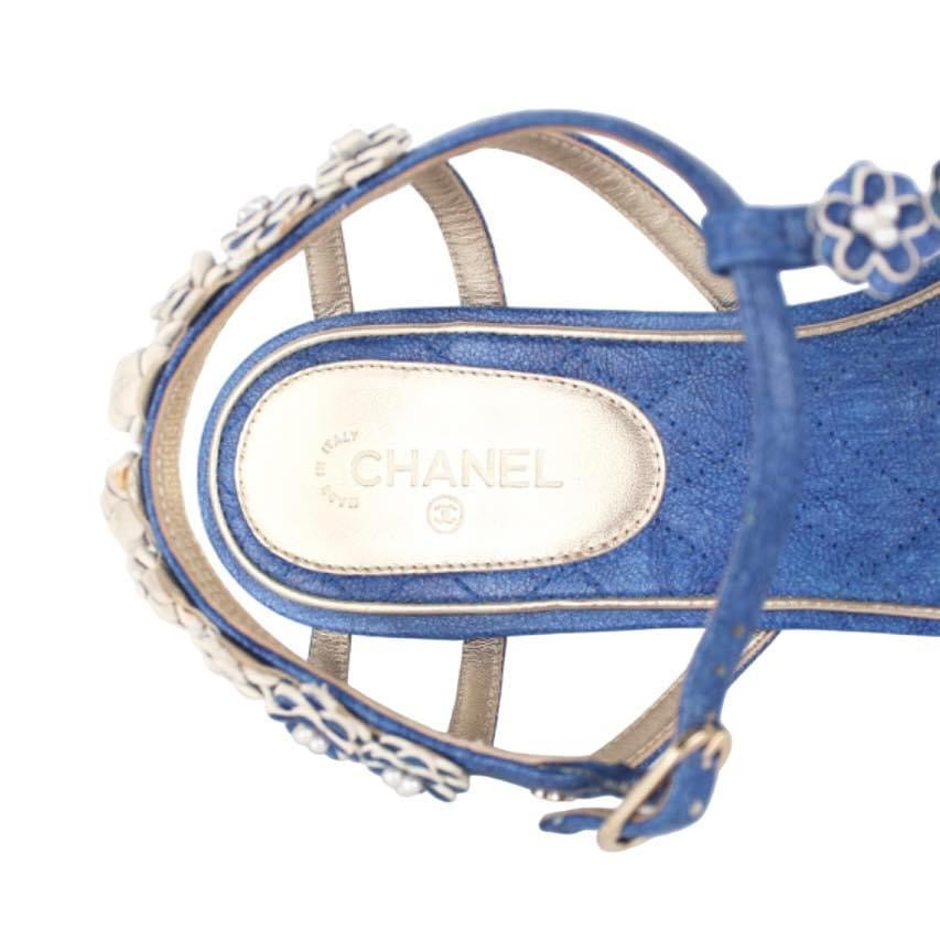 CHANEL FLOWER-EMBELLISHED SANDALS