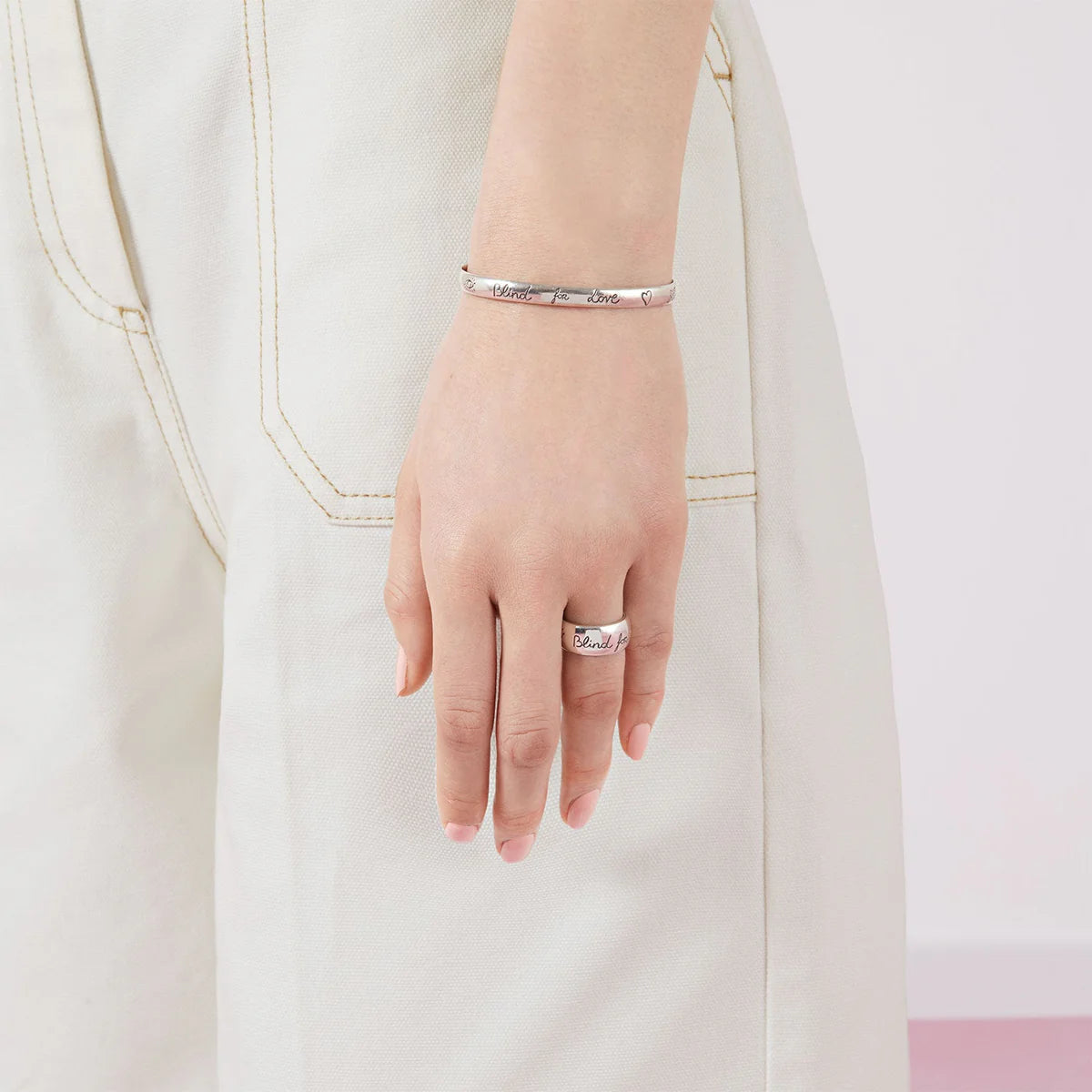 GUCCI GG STERLING SILVER 6MM BLIND FOR LOVE CUFF BRACELET