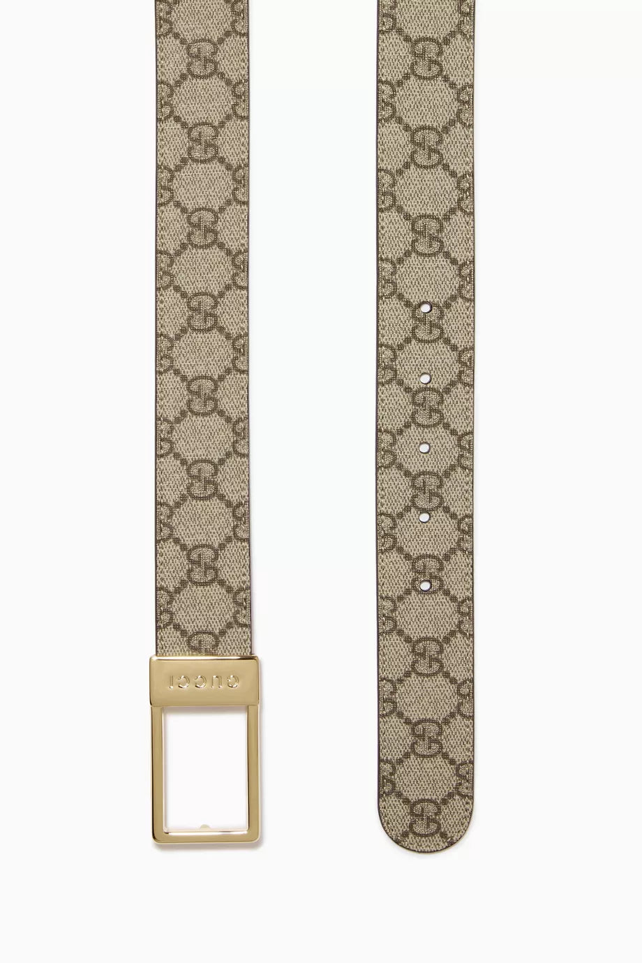 GUCCI GG UNISEX SUPREME RECTANGULAR BUCKLE LEATHER BELT