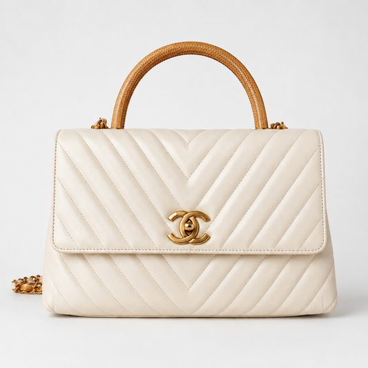 CHANEL CC COCO LIZARD TOP HANDLE SMALL QUILTED