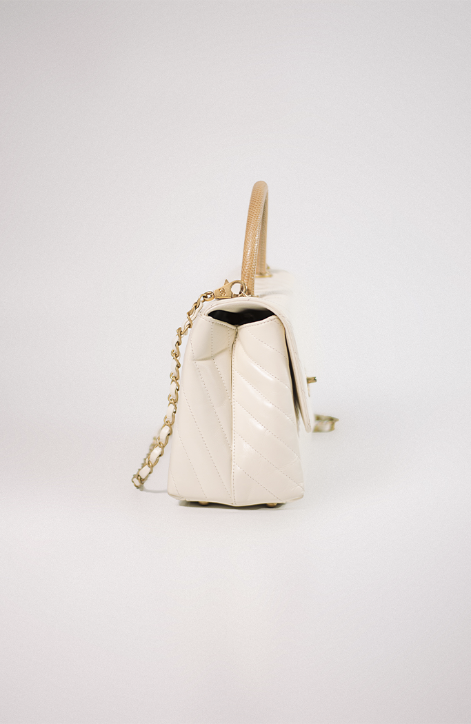 CHANEL CC COCO LIZARD TOP HANDLE SMALL QUILTED