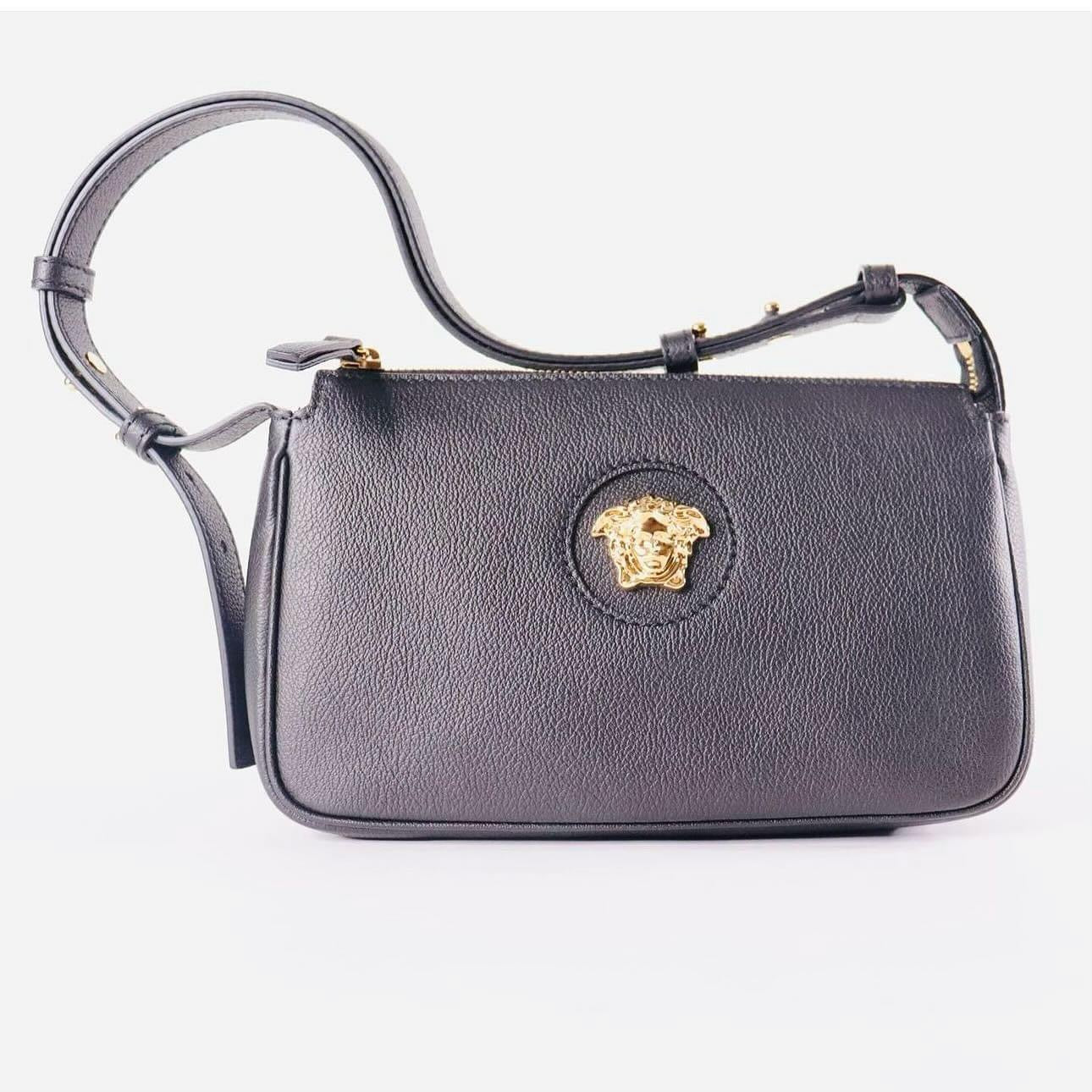 VERSACE LA MEDUSA LEATHER SHOULDER BAG