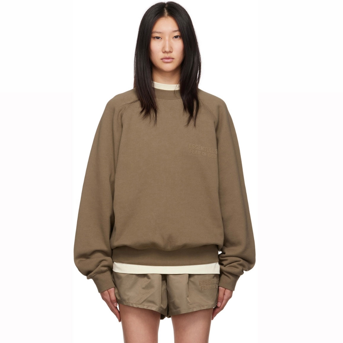 ESSENTIALS BROWN UNISEX CREWNECK SWEATSHIRT