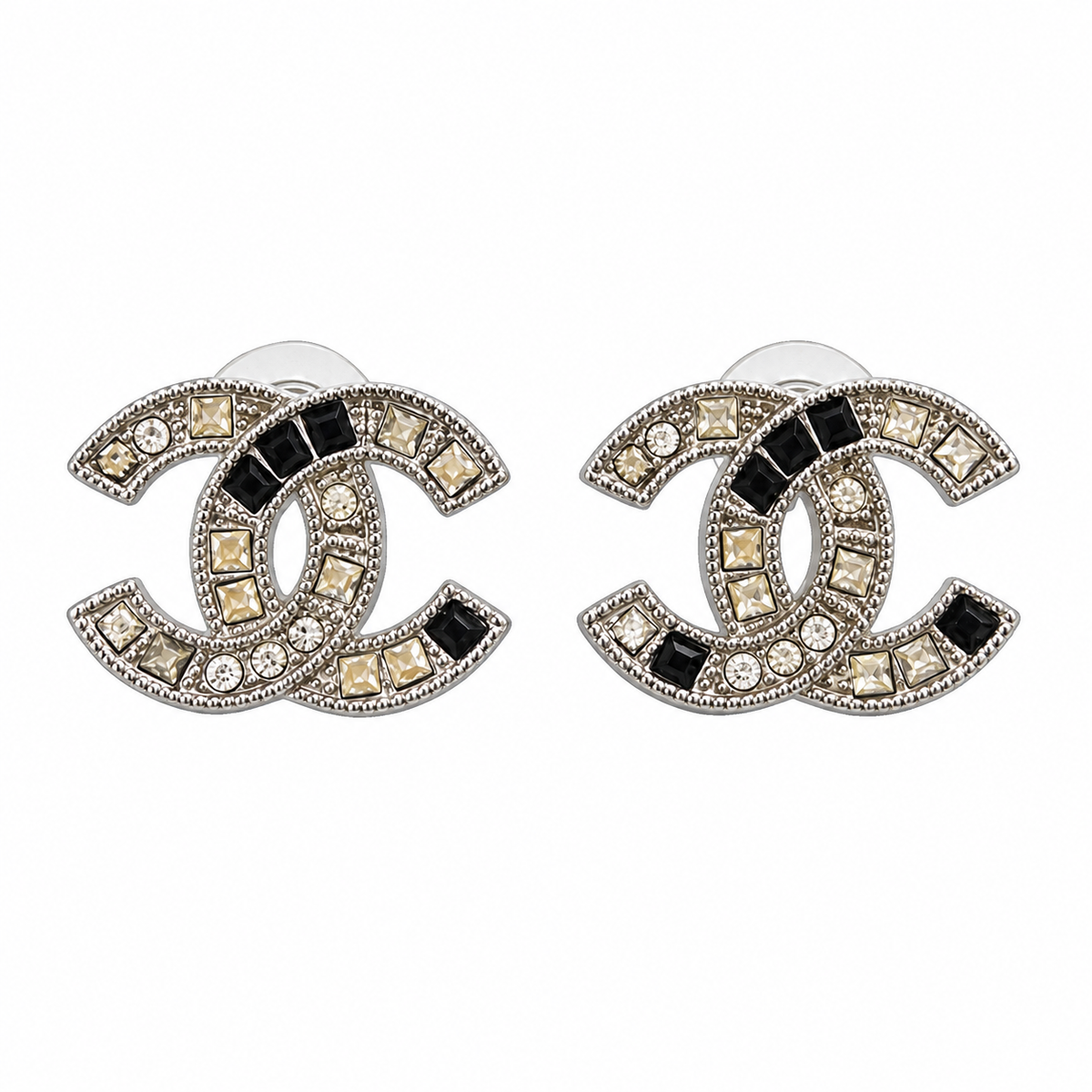 CHANEL CC CRYSTAL STUD EARRINGS