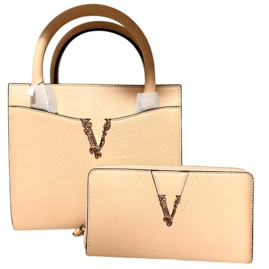 VERSACE SMALL TOP HANDLE BAG WITH MATCHING ZIPPY WALLET