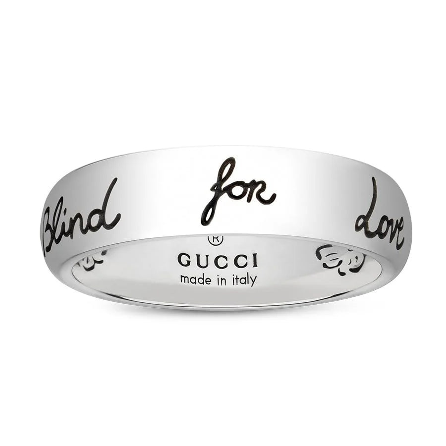 GUCCI GG STERLING SILVER BLIND FOR LOVE RING