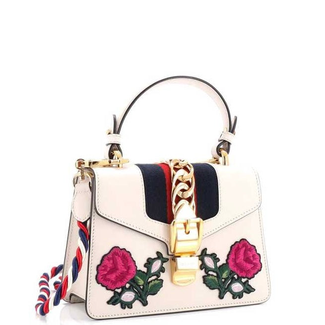 GUCCI White Leather Small Sylvie top Handle

B