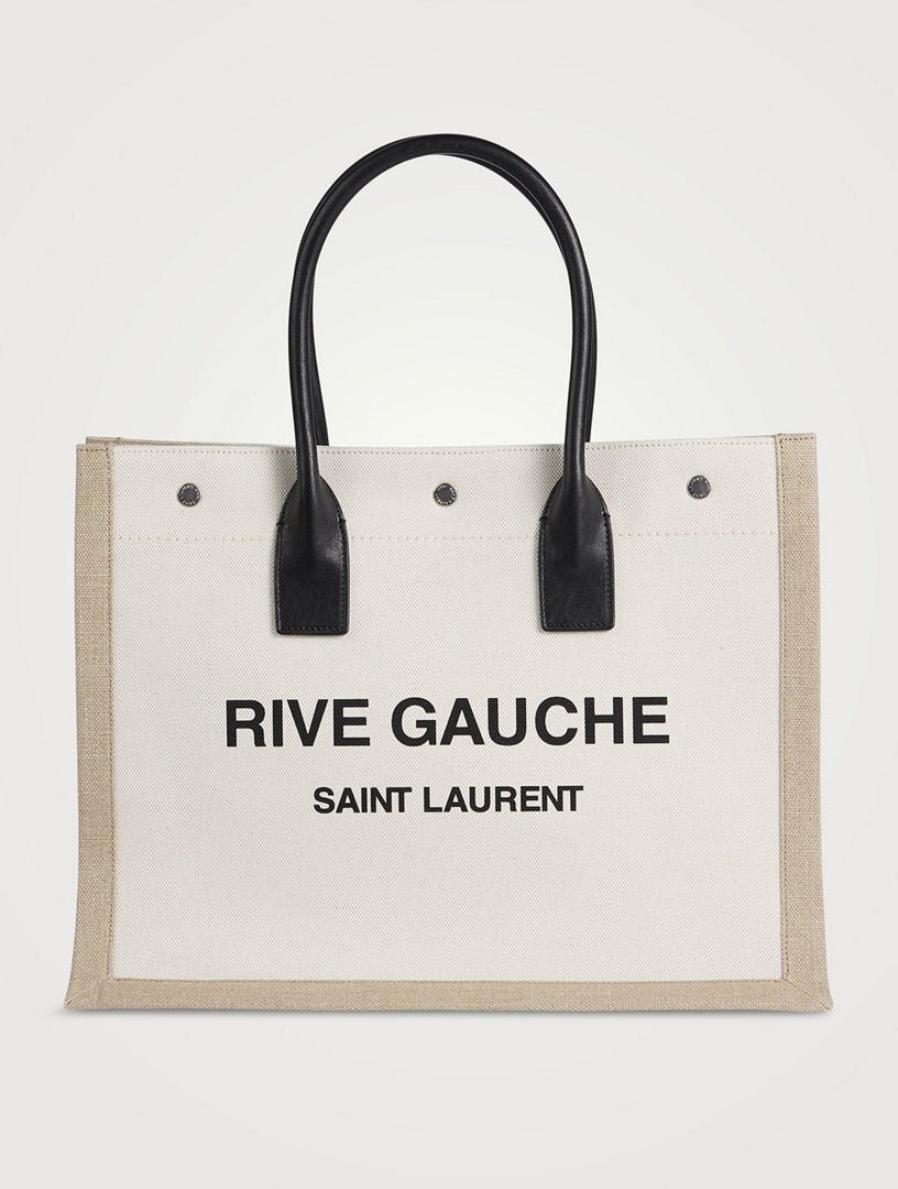 YVES SAINT LAURENT YSL RIVE GAUCHE CANVAS SMALL TOTE BAG
