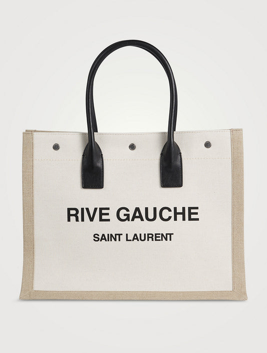 YVES SAINT LAURENT YSL RIVE GAUCHE CANVAS SMALL TOTE BAG