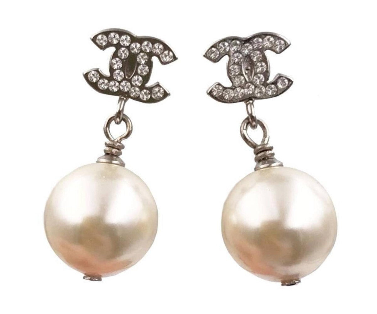 CHANEL CC PEARL CRYSTAL EARRINGS