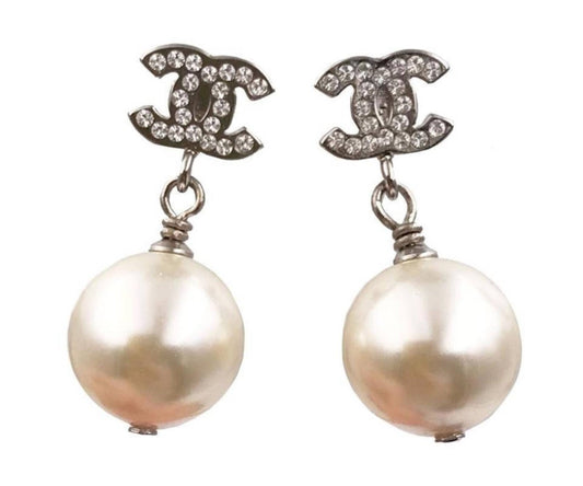 CHANEL CC PEARL CRYSTAL EARRINGS