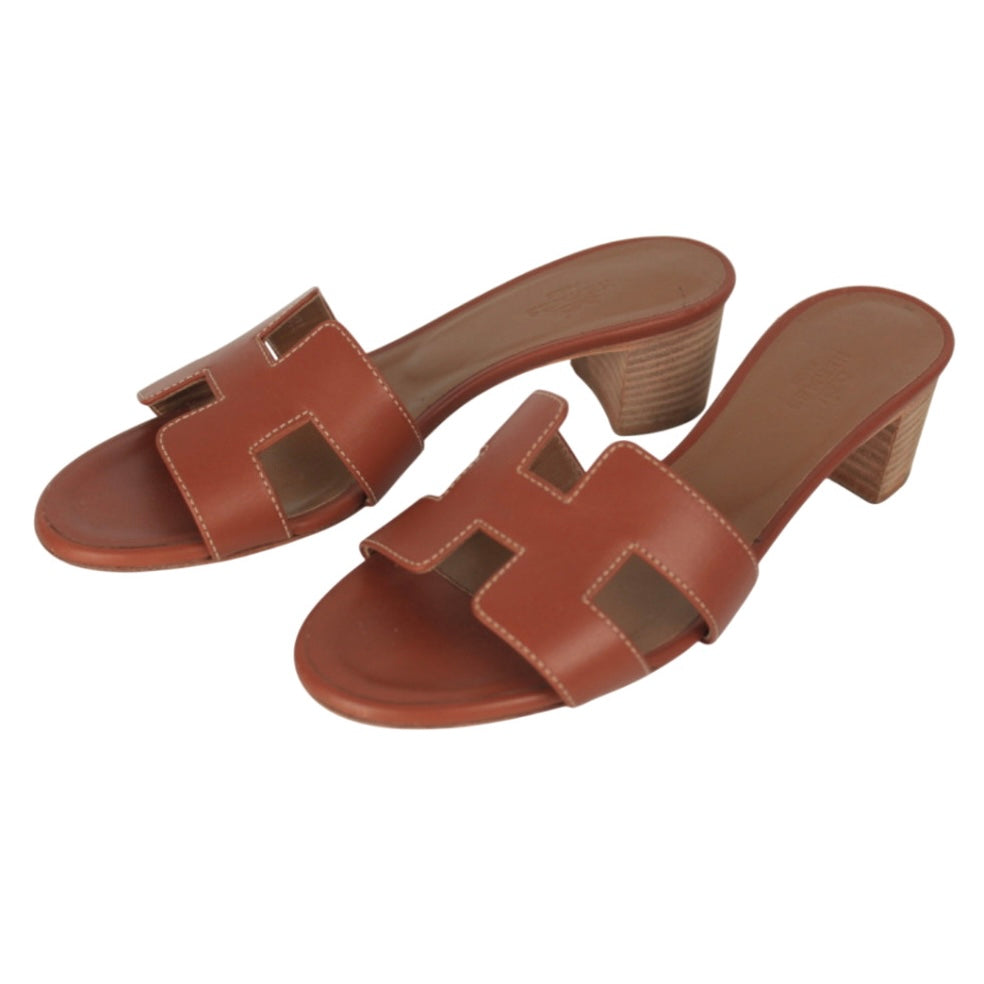 HERMES GOLD CALFSKIN LEATHER OASIS SANDALS