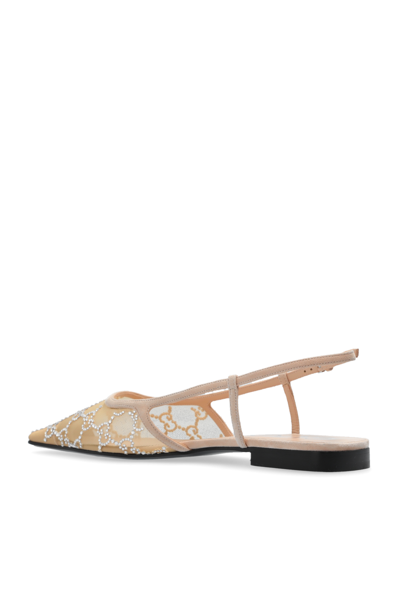 GUCCI GG MESH CRYSTAL BALLET SLINGBACK FLATS