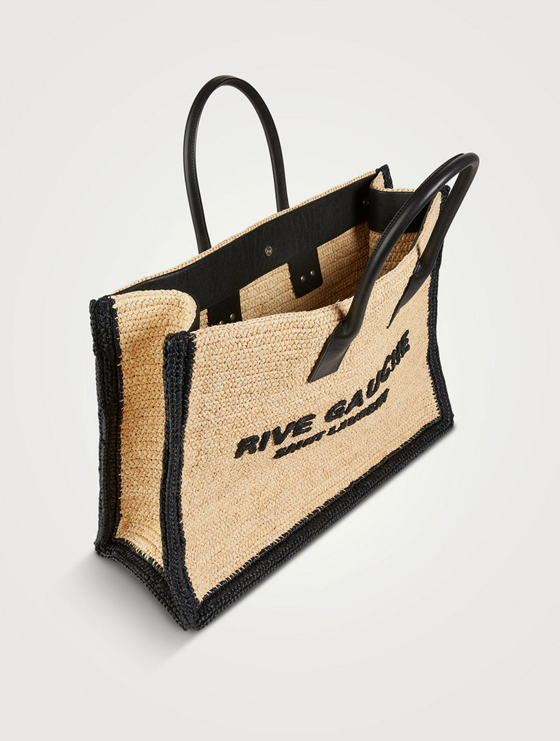 YVES SAINT LAURENT YSL RIVE GAUCHE RAFFIA TOTE BAG