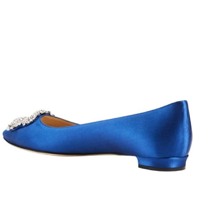 MANOLO BLAHNIK HANGISI SATIN BALLET FLATS