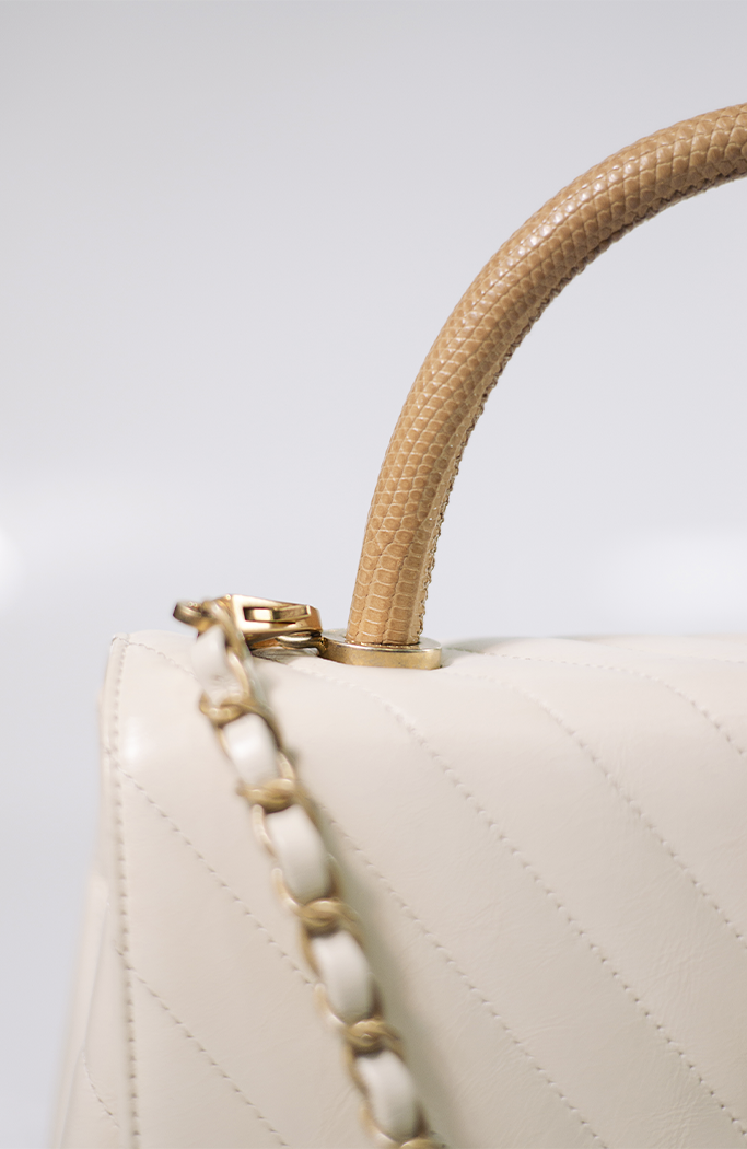 CHANEL CC COCO LIZARD TOP HANDLE SMALL QUILTED