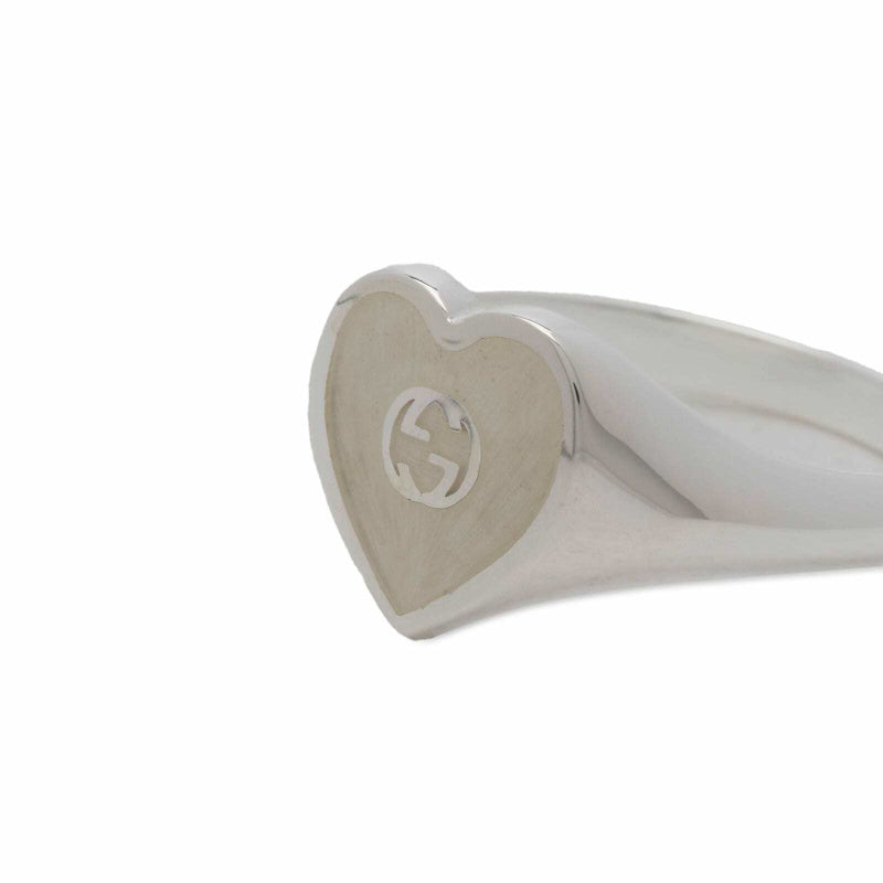 GUCCI GG STERLING SILVER INTERLOCKING G HEART RING
