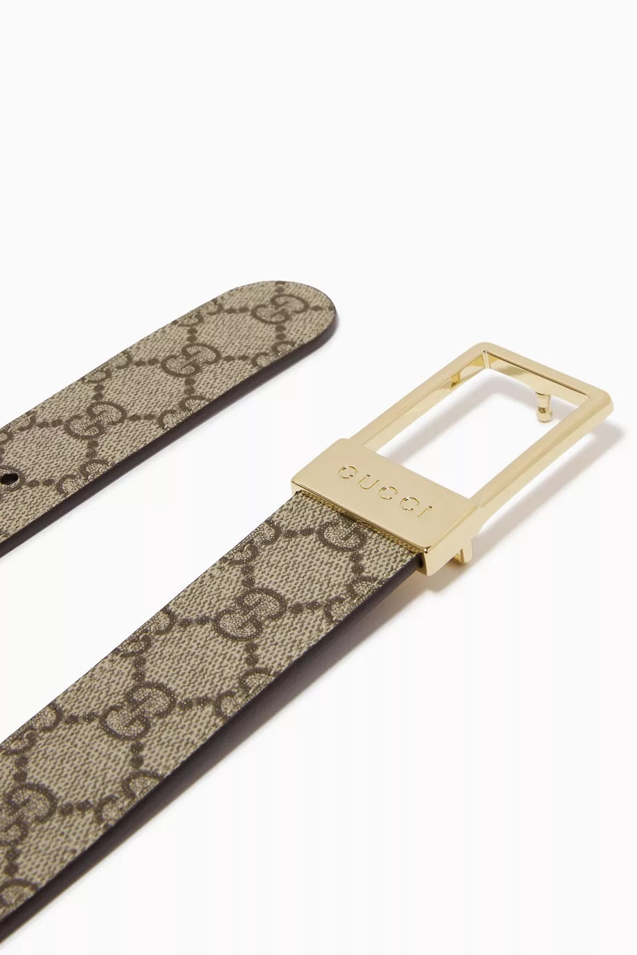 GUCCI GG UNISEX SUPREME RECTANGULAR BUCKLE LEATHER BELT