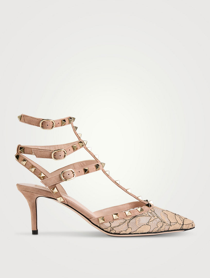 VALENTINO GARAVANI ROCKSTUD LACE PUMPS