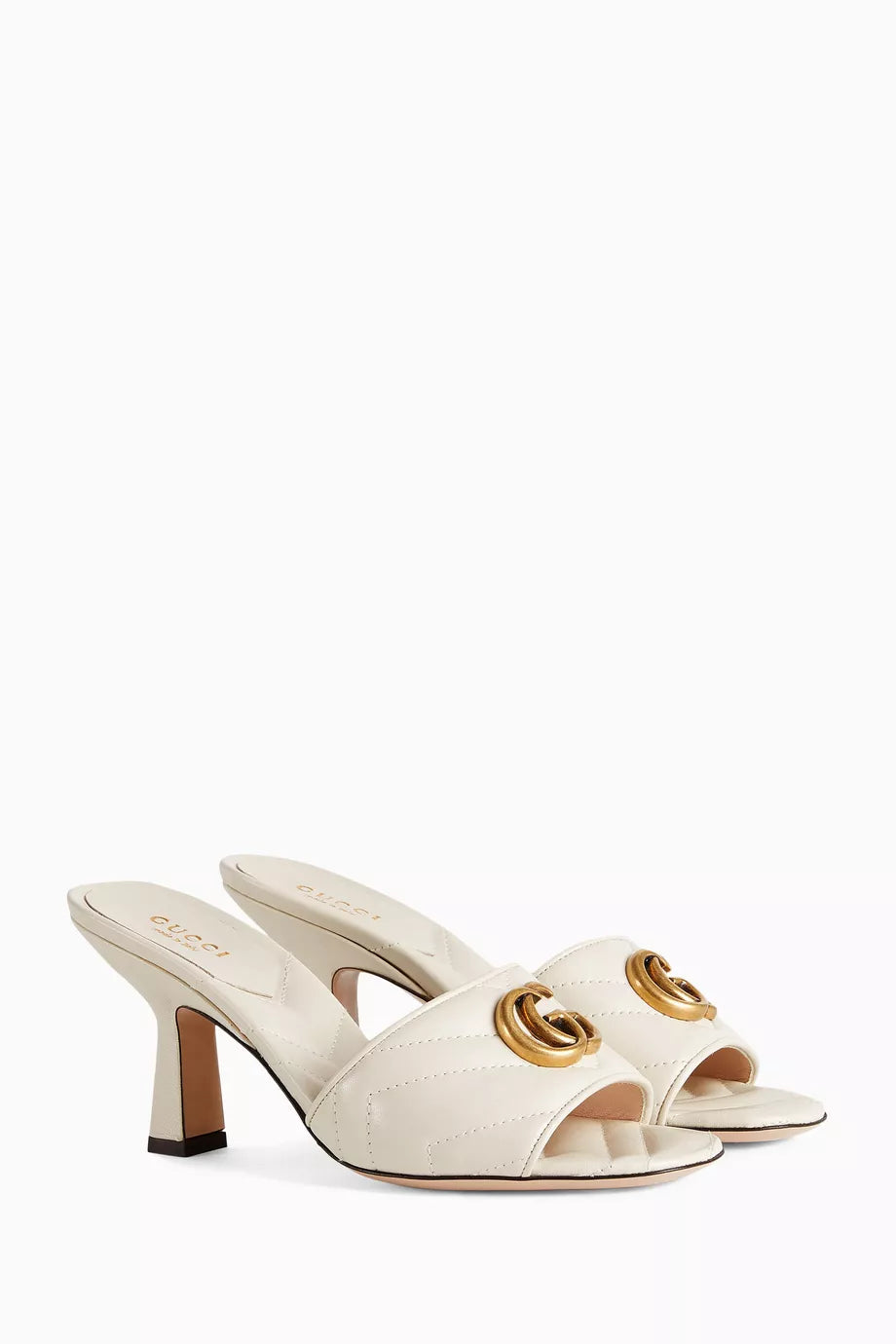 GUCCI GG MARMONT  75 DOUBLE G MULES IN MATELASSE