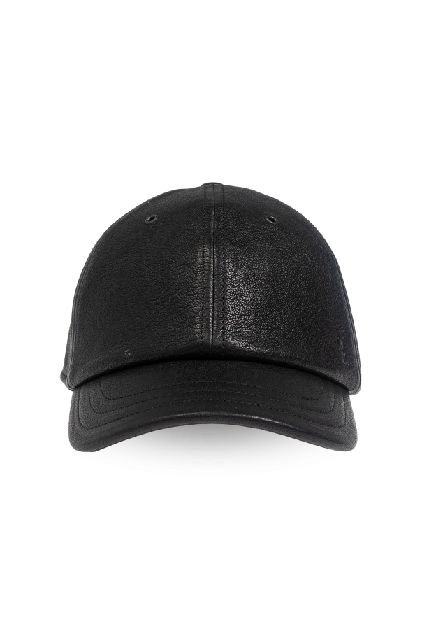 YVES SAINT LAURENT YSL LEATHER CAP WITH LOGO EMBOSSED