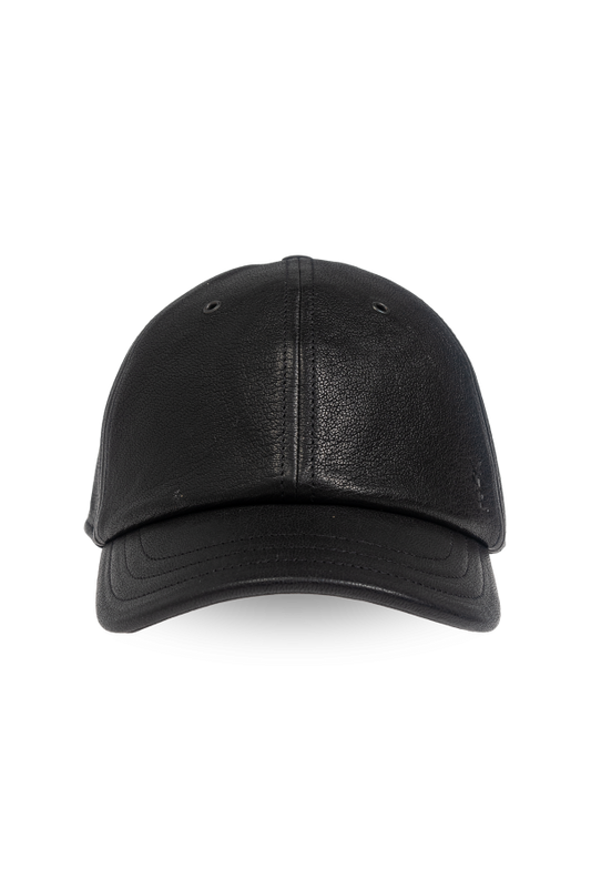 YVES SAINT LAURENT YSL LEATHER CAP WITH LOGO EMBOSSED