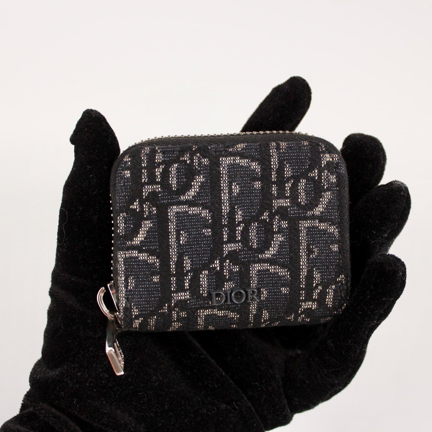 DIOR OBLIQUE JACQUARD ZIPPERED COIN POUCH