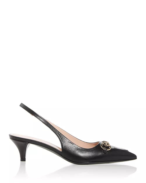 GUCCI HORSEBIT GG SLINGBACK KITTEN HEELS