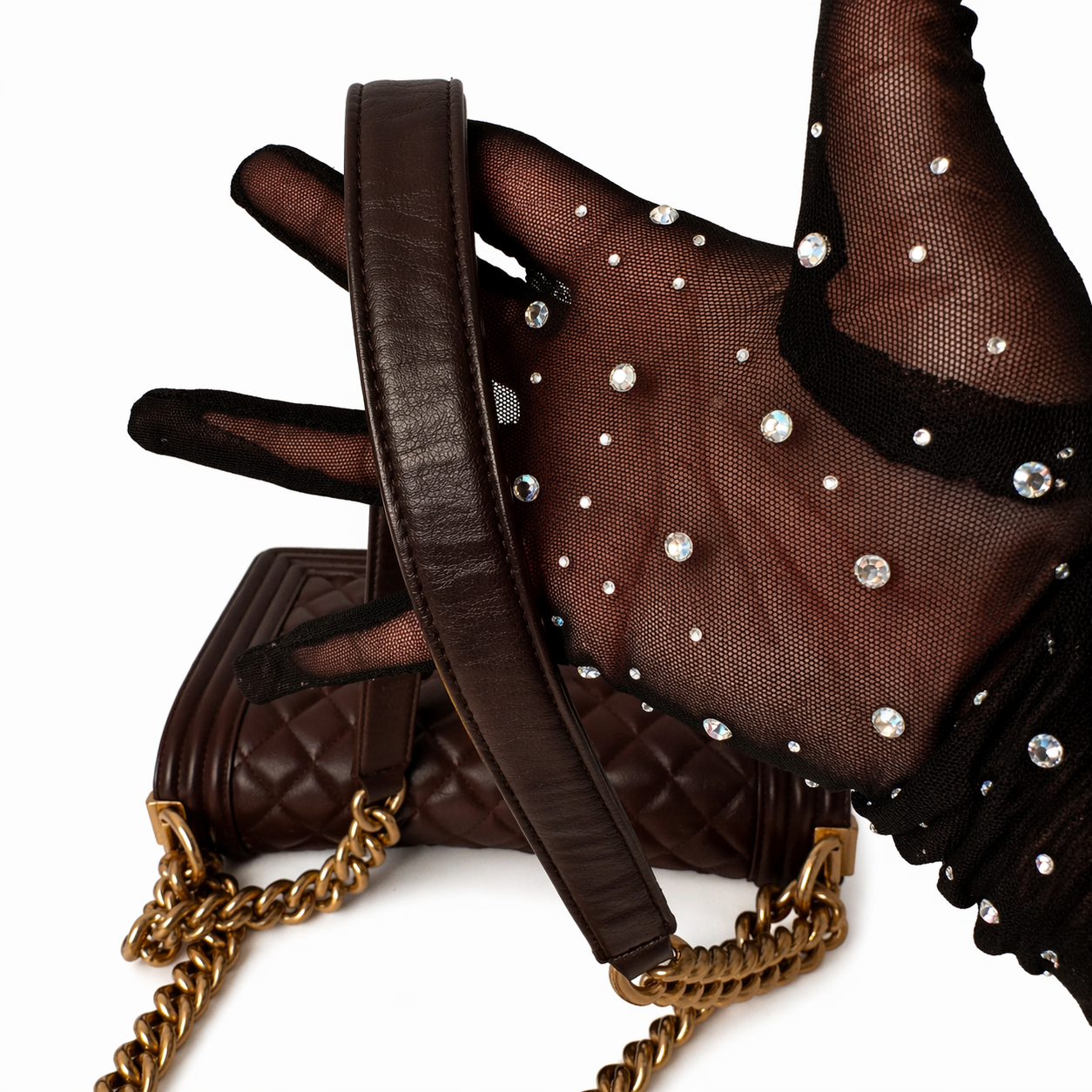 CHANEL CC DARK BROWN QUILTED CALFSKIN MEDIUM BOY BAG