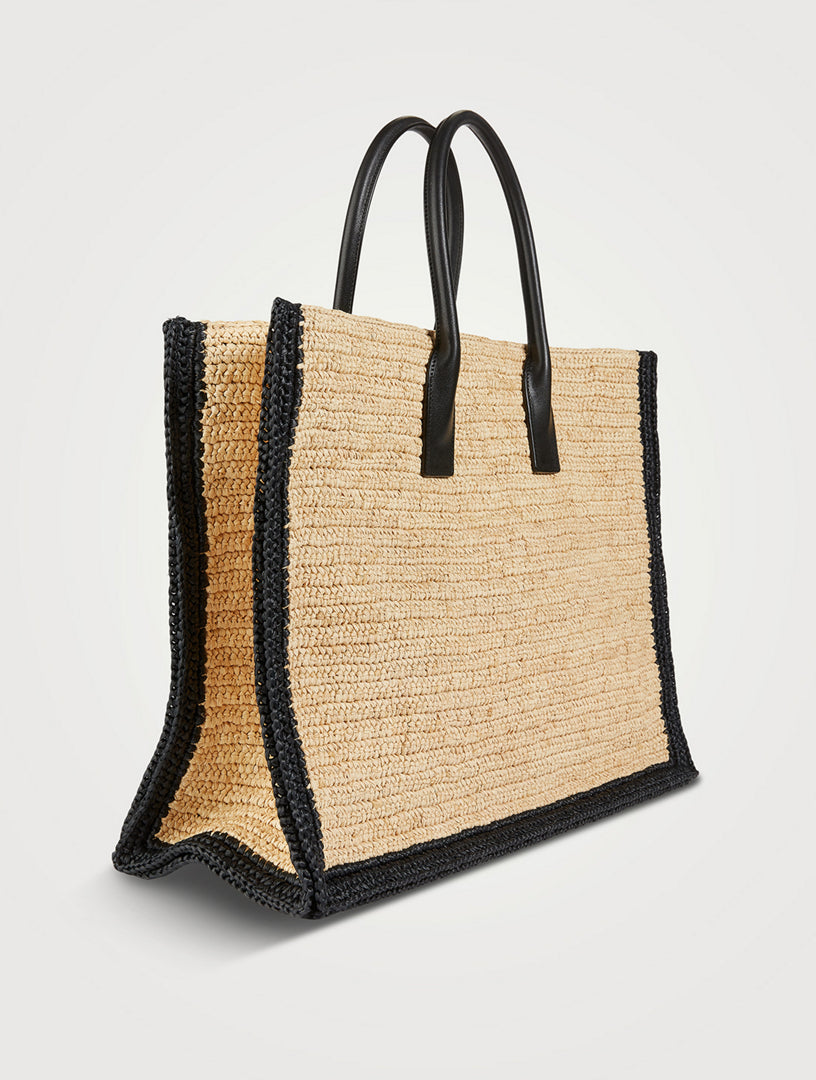 YVES SAINT LAURENT YSL RIVE GAUCHE RAFFIA TOTE BAG