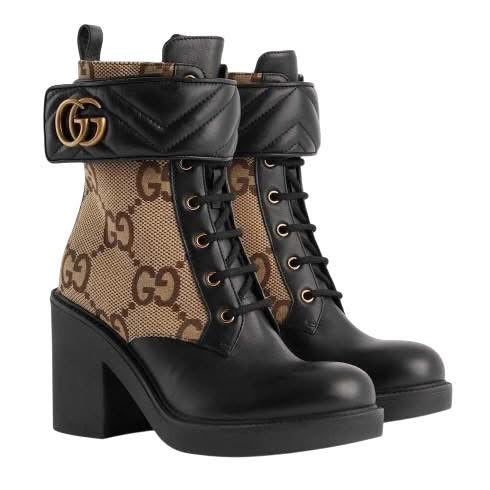 GUCCI LOGO PLAQUE-ANKLE BOOTS