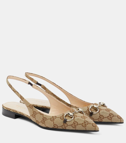 GUCCI SLING BACK HORSEBIT FLATS