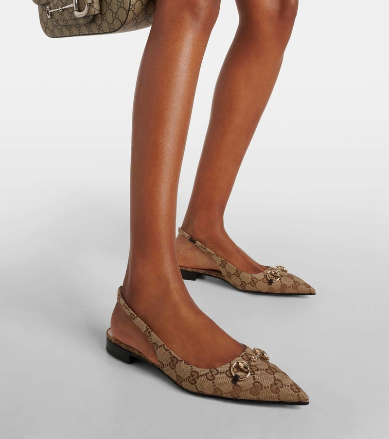 GUCCI SLING BACK HORSEBIT FLATS