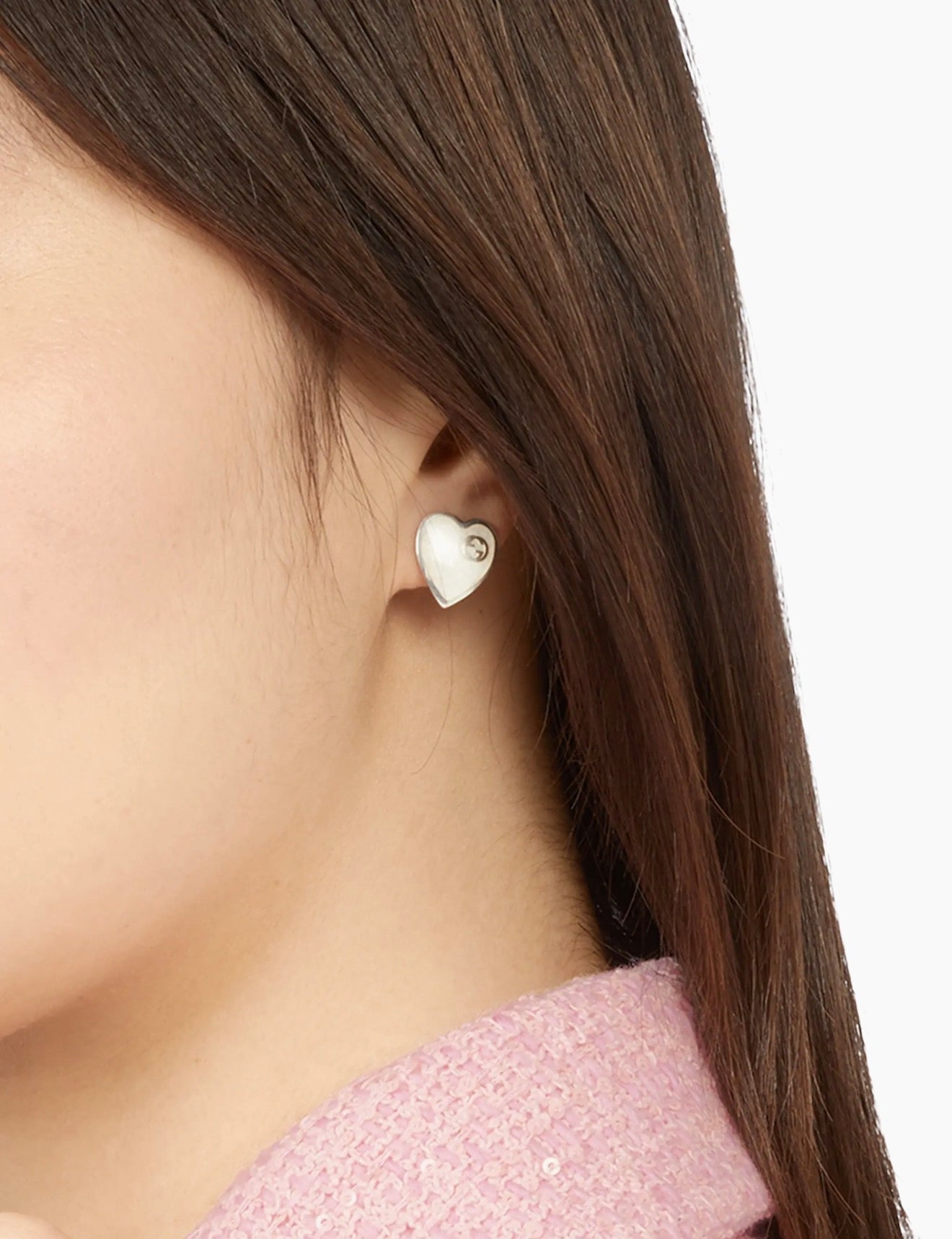 GUCCI GG ENAMEL HEART EARRINGS