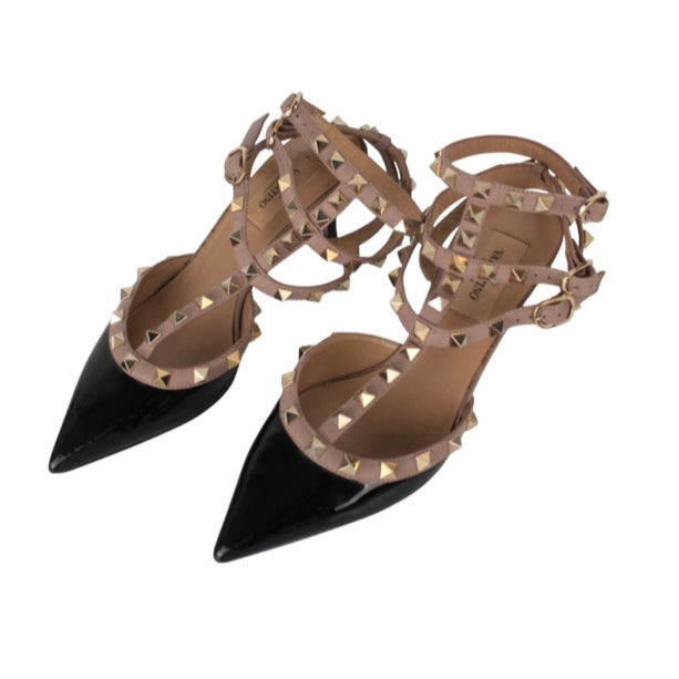 ROCKSTUD CAGED PATENT LEATHER PUMPS 65