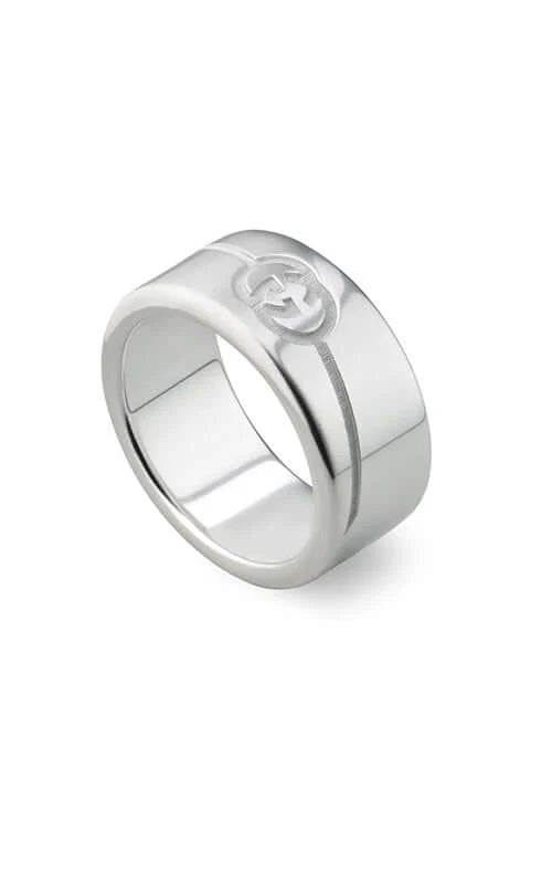 GUCCI GG STERLING SILVER TAG 9MM RING