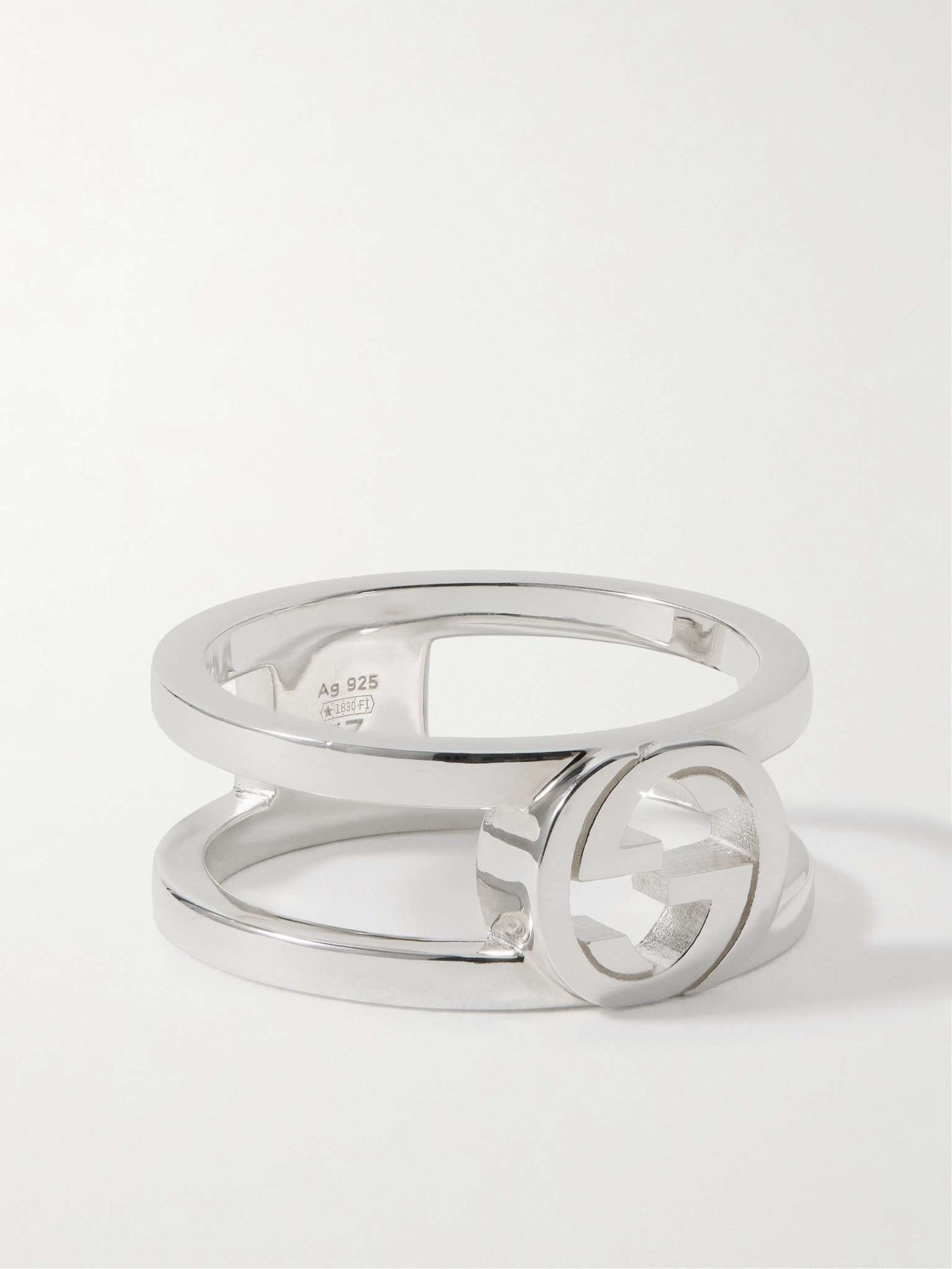 GUCCI GG STERLING SILVER INTERLOCKING RING