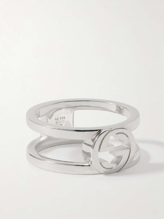 GUCCI GG STERLING SILVER INTERLOCKING RING