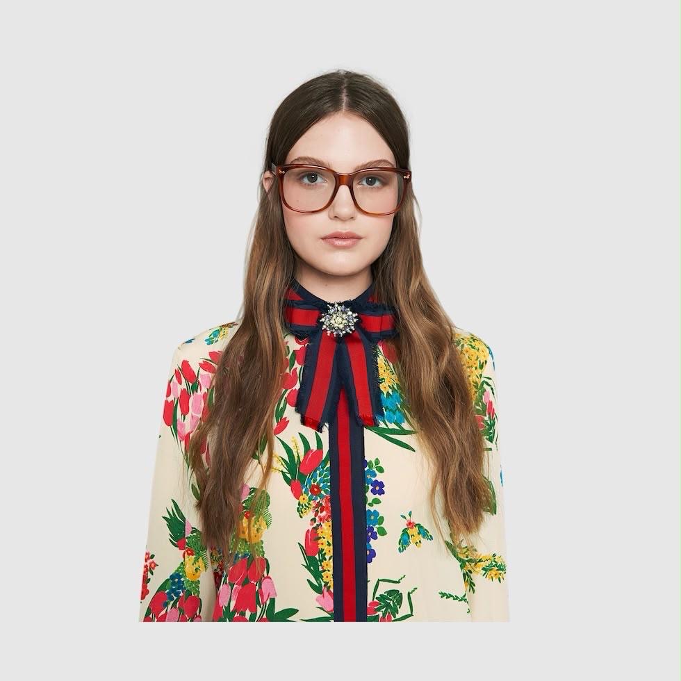 GUCCI GG WEB GROSGRAIN RIBBON BOW PIN BROOCH