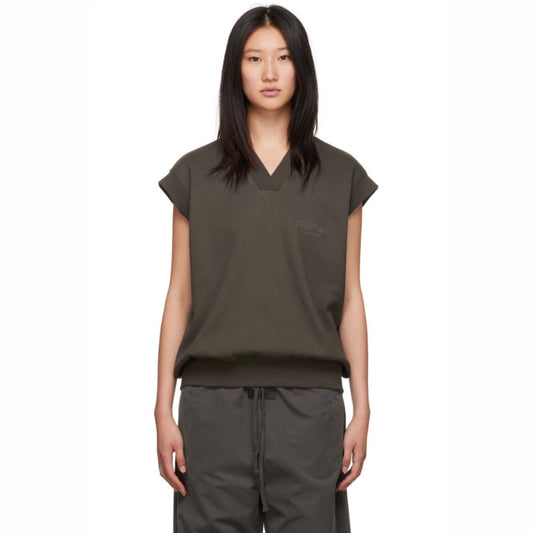ESSENTIALS GRAY V-NECK VEST